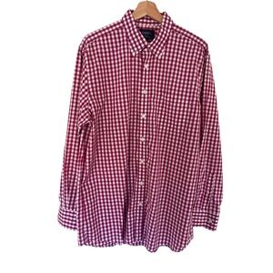 Charles Tyrwhitt Red and White Plaid Button Down Shirt